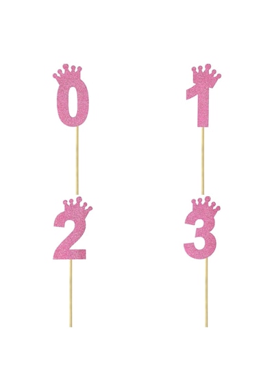Eva Simli Rakam Pasta Süsü. 19cm x 7.5cm - 1 Adet Pembe 0