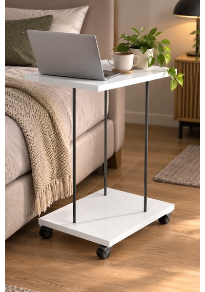 Sulorahome Tekerlekli Laptop Ve Servis Sehpası Beyaz