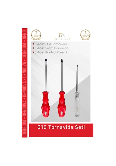 Tornavidaseti Profesyonel Dayanıklı Mıknatıslı Uçlu Ergonomik 3'lü Tornavida Seti