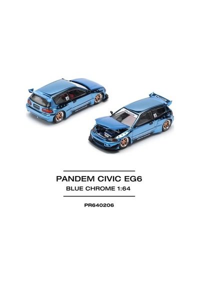 Pop Race 1/64 - Pamdem Civic Mavi Krom - Pr64-0206