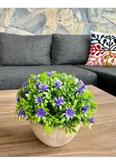 Premium Saksılı Yapay Çiçek Dekoratif Masaüstü Bitkisi 13x16 Cm Çok Renkli