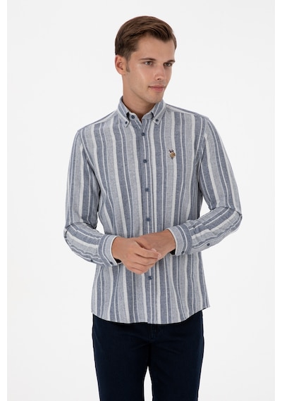 U.S. Polo Assn. Erkek Lacivert Uzun Kollu Çizgili Gömlek 50316565-VR033 U.S. Polo Assn. Erkek Lacivert Uzun Kollu Çizgili Gömlek 50316565-VR033