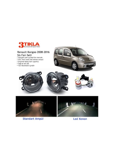 Renault Kangoo 2008-2019 Beyaz Led Xenon Sis Farı Seti