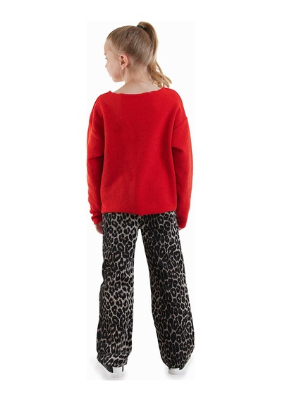 Denokids Leopar Desenli Kız Çocuk Gabardin Pantolon Renkli
