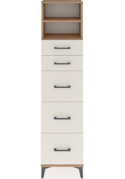 Arges Dolap 2 Raflı 5 Çekmeceli 44x30x182 Çam-aytaşı Çam