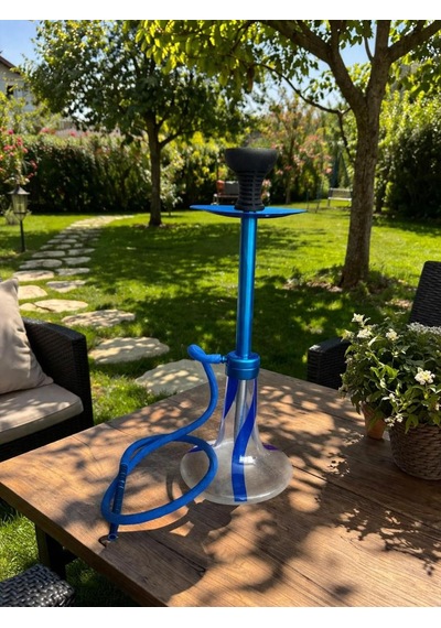 Nargile Takımı 65 Cm Büyük Boy Lüx Cam Nargile Seti Modern Mavi Tasarım Balkon & Teras Kullanımına Uygun