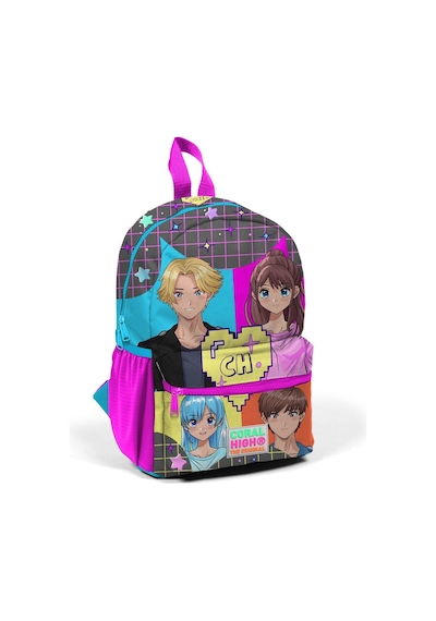 Minik Yuva Sırt Çantası Gri Mavi Pembe Anime Desenli İki Bölmeli 23537
