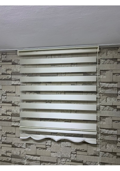 Bambu Acık Krem Renk Zebra Perde (Etekli)