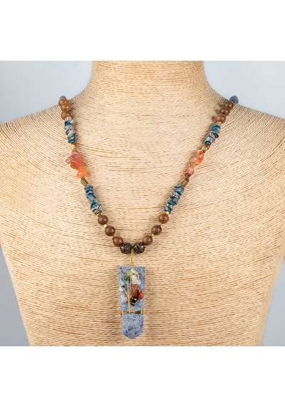 Celestial Nomad Lapis & Akik Doğal Taş Premium Tasarım Kolye Çelik