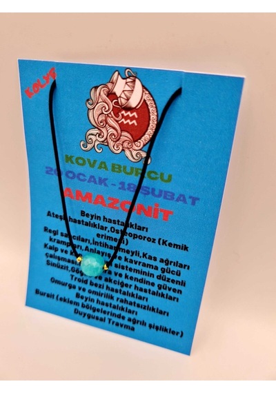 Sertifikalı Kova Burcu Amazonit Taşı Doğal Taş Kolye Çok REnkli