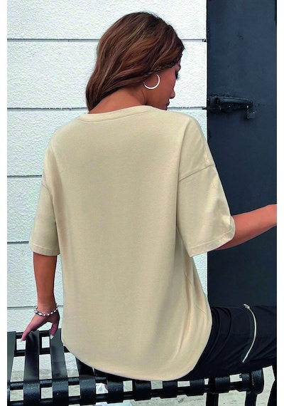 Unisex Florida Baskılı Tasarım Tshirt Bej