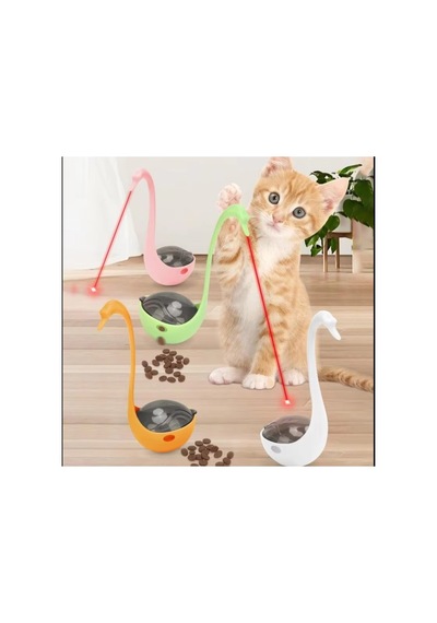 10 Adet Kuğu Şekilli Lazerli Kedi Oyuncağı Mama Bölmeli