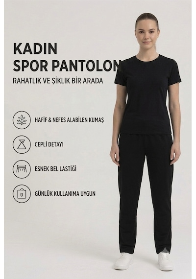Genel Markalar İki Cepli İki İplik Kompak Penye Eşofman Siyah