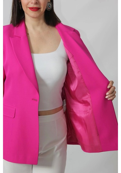 Moda Berray 1905 Fuşya Kadın Büyük Beden Blazer Ceket Fuşya