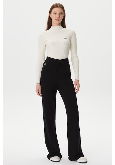 Lacoste Women's Straight Fit Black Trousers Kadın Düz Kesim Pantolon Siyah