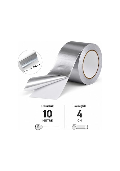 Alüminyum Yapışkan Bant 10 Metre X 4 Cm Isıya Ve Suya Dayanıklı