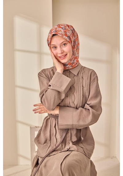 Silk Home Soft Eşarp 73092-10 Taba, Füme, Pudra, Turuncu
