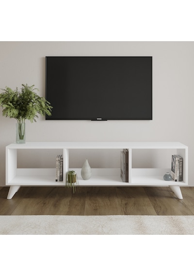 Tina Tv Sehpası 120 Cm Açık Meşe Renkli, Retro Tarz Ahşap Ayaklı Minimal Tv Sehpası Beyaz Tina Tv Sehpası 120 Cm Açık Meşe Renkli, Retro Tarz Ahşap Ayaklı Minimal Tv Sehpası Beyaz