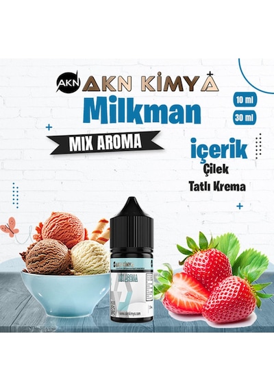 Akn Kimya One Hit Wonder Milkman Mix Aroma Çilek Krema Gıda Aroması 10 Ml