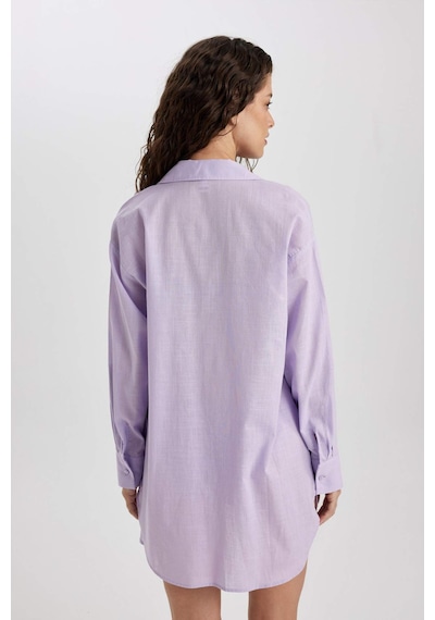 DeFacto Regular Fit Pamuklu Plaj Gömleği-Fall in Love W8241AZ24SMPR33 Mor