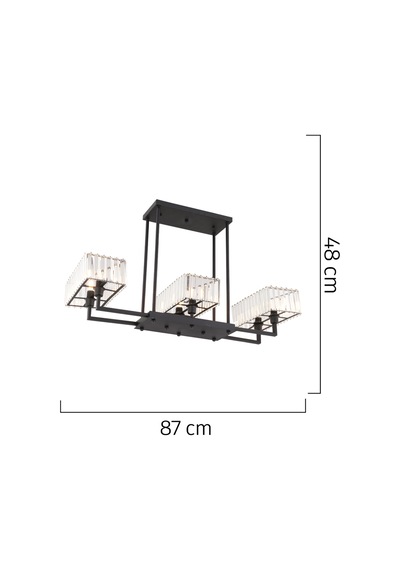 Brambles 6'Lı Siyah Kristalli Taşlı Modern Tasarım Kristal Salon Avize