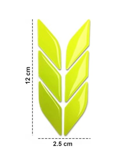 Araç Otomobil Motosiklet Bisiklet Floresan Sarı 6 Parça Çok Amaçlı 3d Sticker Abanoz