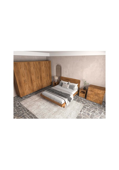 Softwood Masif Ahşap Yatak Odası Takımı 2 Kapaklı Ceviz 140x200