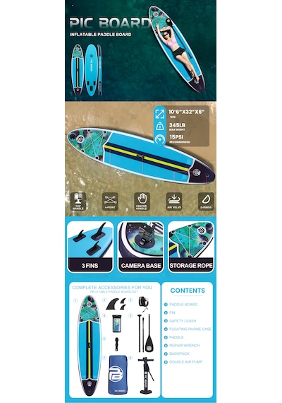 Aria Stand Up Paddle Board 320 X 82 X 15 Cm Ölçülerinde Şişme Sörf Tahtası Full Set