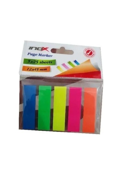 İnox 5 Renk 25 Yaprak Yapışkanlı Ayraç 30'lu Paket