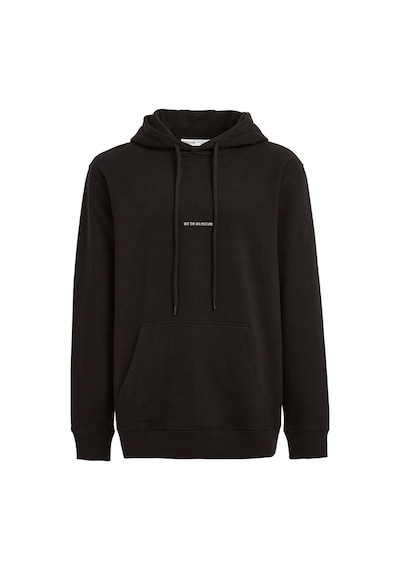 Grımelange Epic  Erkek Yumusaçık Kumaşlı Kapüşonlu Kordonlu Regular Fit Nakışlı Siyah Sweatshirt