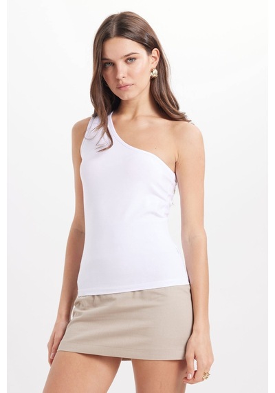 Tudors Kadın Slim Fit Dar Kesim Pamuklu Kolsuz Beyaz Crop Atlet-50885