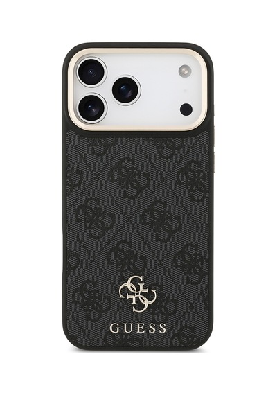 Apple Uyumlu iPhone 17 Pro Max Guess Lisanslı 4g Yazı Logolu Kılıf&ekran&lens Koruyucu 3in1 Aksesuar Seti Siyah Siyah