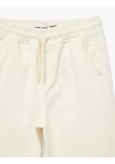 Koton Pamuklu Cep Detaylı Oversize Denim Pantolon Ekru 6skb40026td Ekru