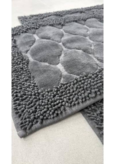 Tr Pamukkent Süper Emici 2'li Pamuk Ultra Lüks Banyo Paspası Seti Antrasit 60x100 Cm Ve 50x60 Cm Diğer