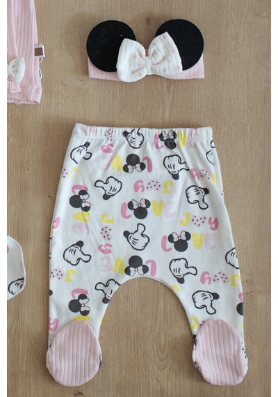 Sitilin Kız Bebek Pembe Miki 5 Li Lüks Süsülü Hastane Çıkışı Seti Stl6330 Pembe