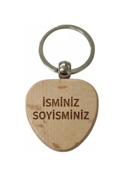 Kişiye Özel Kalp Ahşap Anahtarlık İsim Soyisim Yazılı Lazer Gravür Anahtarlık Özel Tasarım Kişisel Hediye
