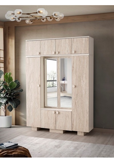 Lotus Mdf Portmanto Krem - Meşe