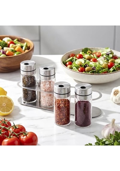 5 Parça Cam Baharat Takımı Çok Renkli
