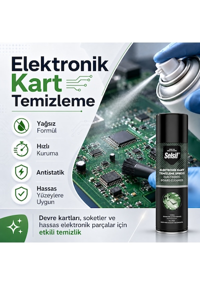 Selsil Elektronik Kart Temizleme Spreyi 200 Ml Yağsız Antistatik Devre Temizleyici Sprey 5 Adet