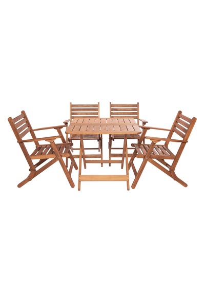 Modermo 4 Kişilik Ahşap Katlanır Oturma Grubu - 80x80 Cm Grup F