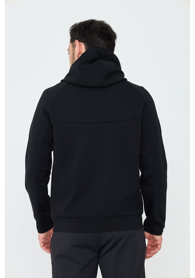 White Stone Siyah Cepli Kapüşonlu Fermuarlı Erkek Sweatshirt