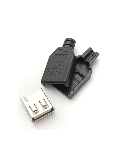 Kutulu Usb Type A Dişi Soket Usb 2.0 4 Pin Plastik Kapak Dıy Tip Elektronik