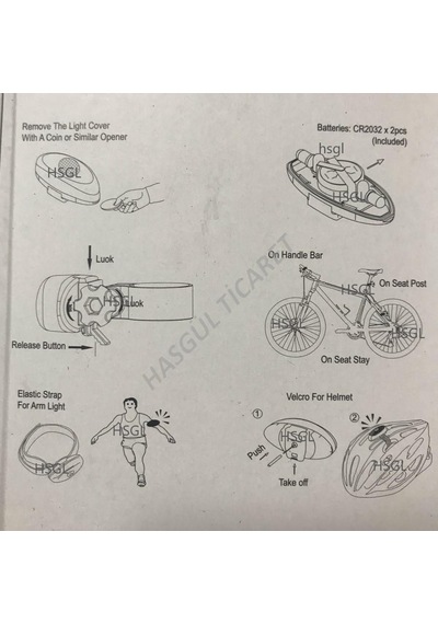 Hsgl Bisiklet Scooter Spor Ve Kask Icin Mavi Kırmızı Çakarlı Işık Mavi - Beyaz