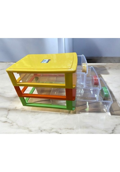 3 Katlı Çekmeceli Kutu Masa Üstü Organizer Çok Renkli