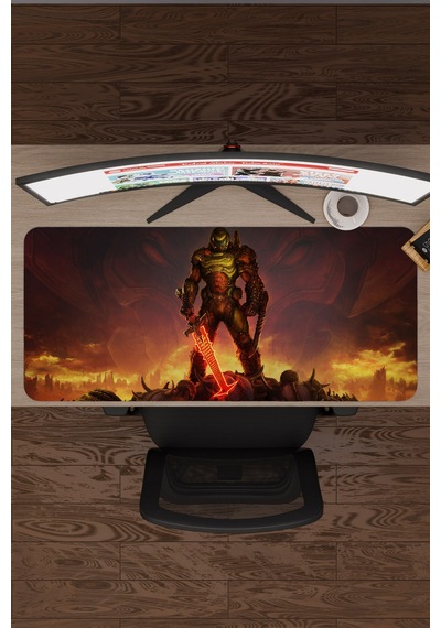 Doom Kaymaz Dikişli Kauçuk Oyuncu Mousepad V1 - 90x40 Xxl Gaming Mouse Pad Fare Altlığı