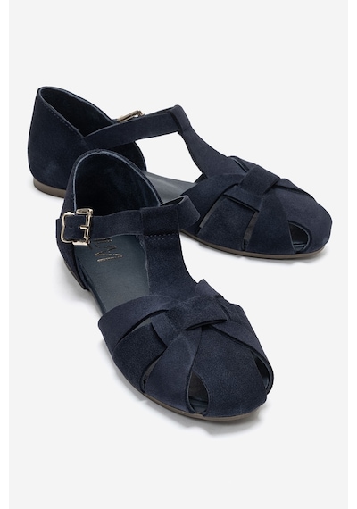 Luvi Shoes Alına Lacivert Süet Hakiki Deri Kadın Sandalet