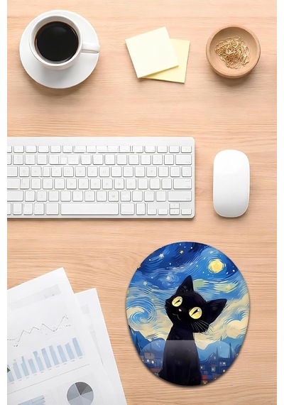 Van Gogh Kedi Bilek Destekli Mouse Pad