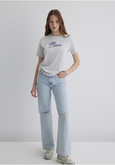 Mavi - Mavi Jeans Baskılı Gri Tişört 1612421-87033 Gri