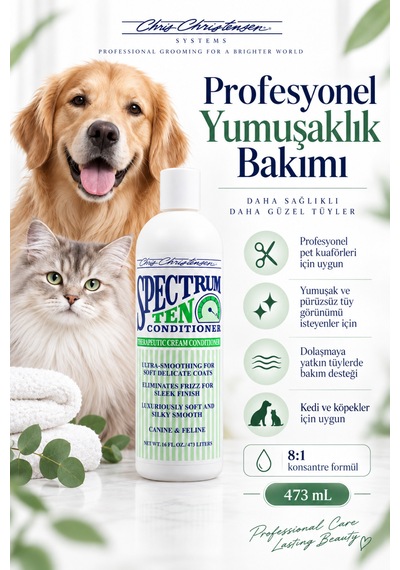Chris Christensen Sp Ten 8:1 Konsantre Yumuşak Ve Pürüzsüz Kedi Ve Köpek Tüy Kremi 473 Ml