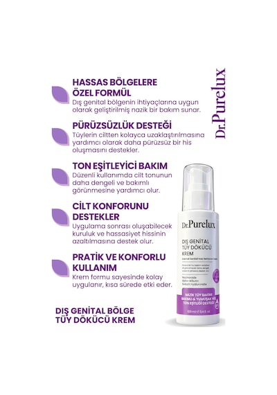 Dış Genital Bölge İçin Hassas Tüy Dökücü Krem Pürüzsüz His Ve Ton Eşitleyici 100 Ml